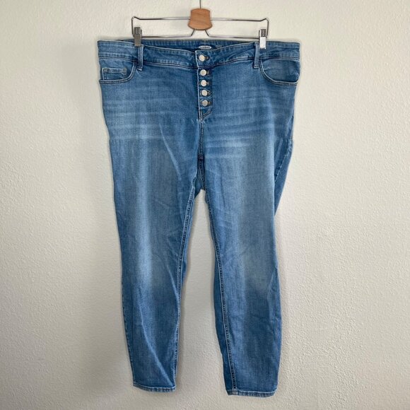 Old Navy Rockstar Super Skinny High-Rise Blue Denim Jeans Plus Size 22 - Picture 7 of 11